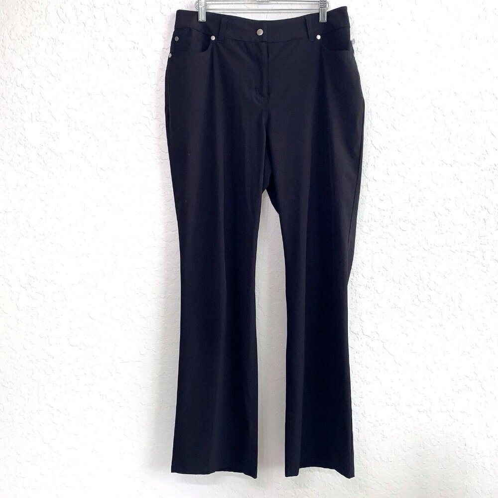 Chico's Zenergy Pants Womens Medium Black Pockets Straight Leg High Rise Comfy